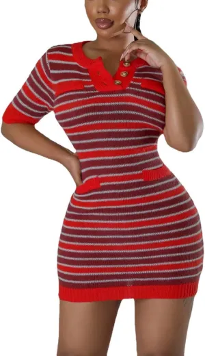 Women's Fashion Sexy Sports Vitality Slim V Neck Short Sleeveless Pleated Dress