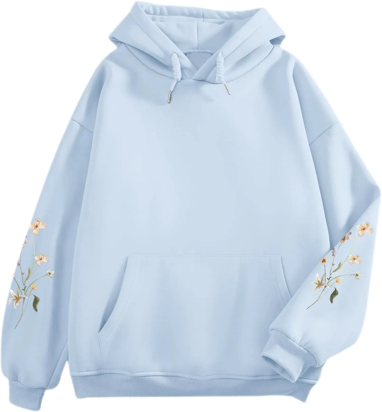 Women's Floral Printed Hoodies Vintage Aesthetic Flower Graphic Sweatshirt Cute Boho Fleece Thermal Hoodie Pullover