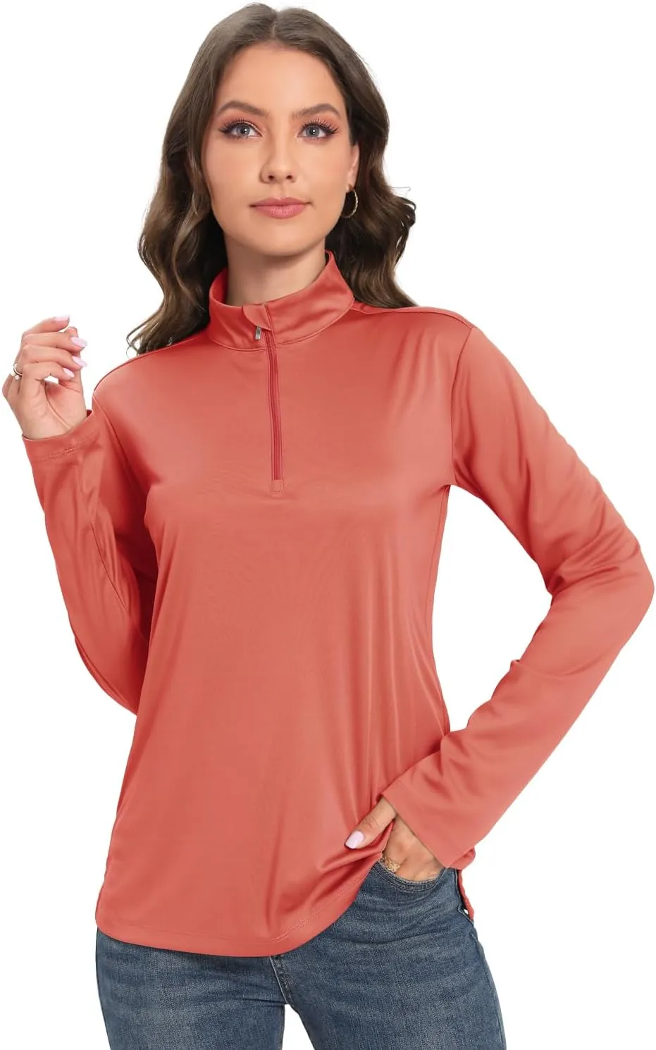 Womens Golf Shirt Quick Dry Long Sleeve Tennis Tops UPF50  Collared Golf Polo Shirts for Women