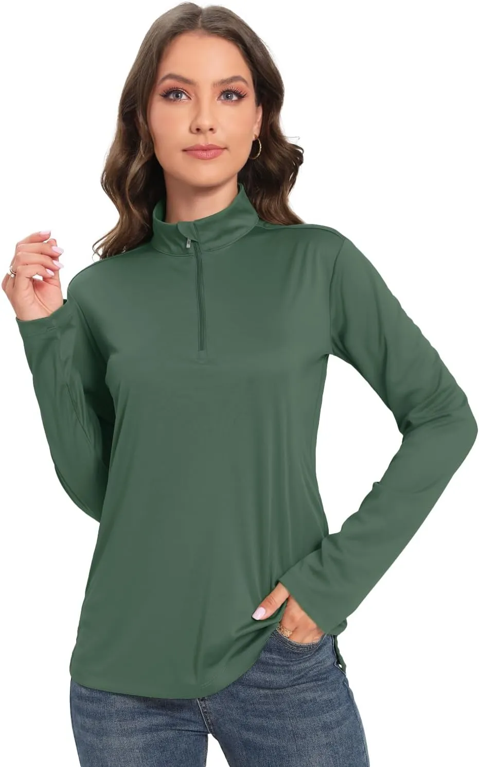 Womens Golf Shirt Quick Dry Long Sleeve Tennis Tops UPF50  Collared Golf Polo Shirts for Women