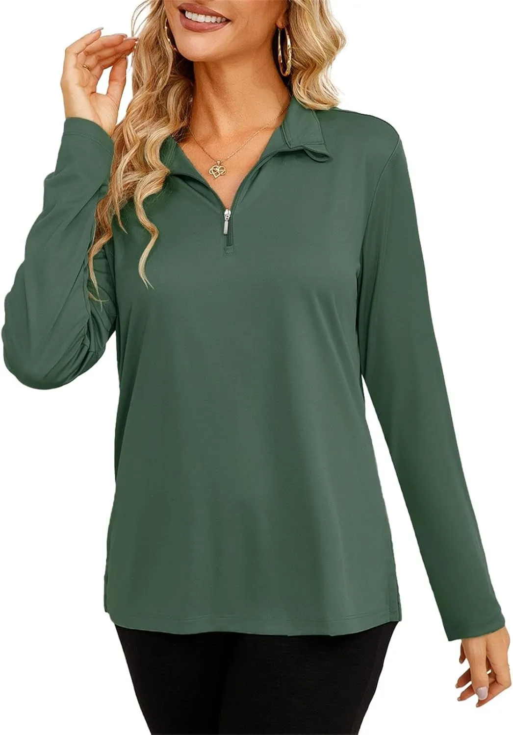 Womens Golf Shirt Quick Dry Long Sleeve Tennis Tops UPF50  Collared Golf Polo Shirts for Women
