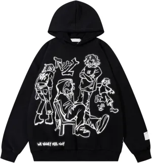 Womens Graphic Hoodies Pullover Oversized Y2K Cute Fall Preppy Cartoon Streetwear Sweatshirts Hoodie for Men
