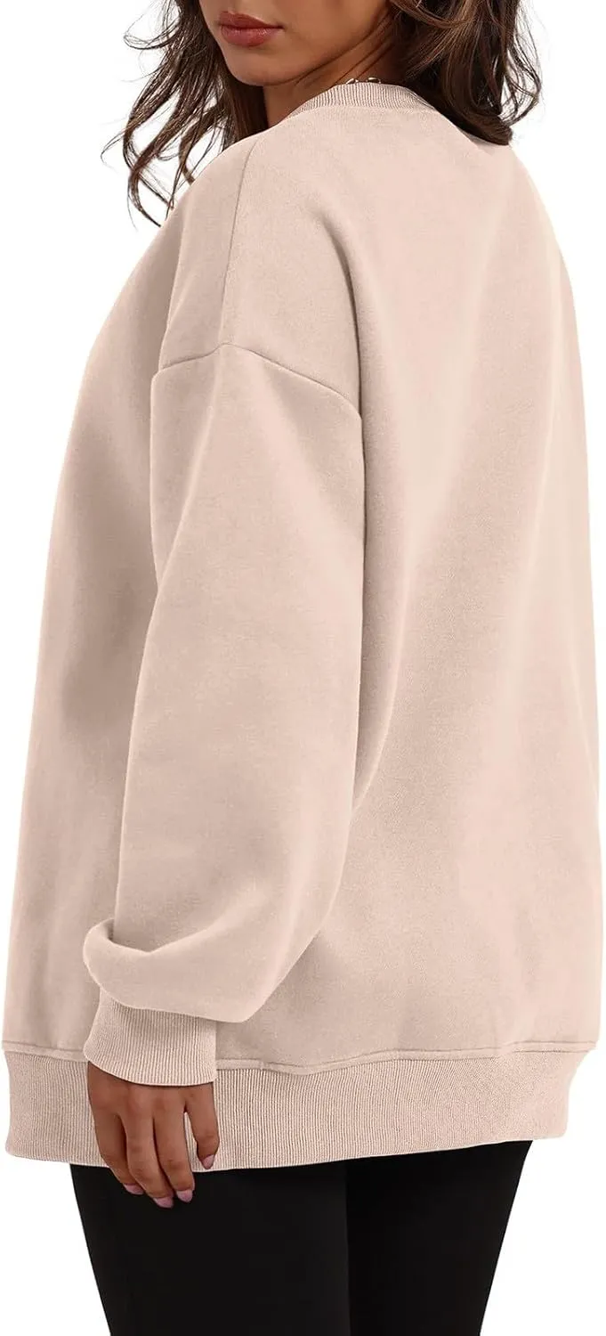 Womens Oversized Sweatshirts Side Slit Crewneck Long Sleeve Tops Loose Pullover 2025 Fall Women Extra