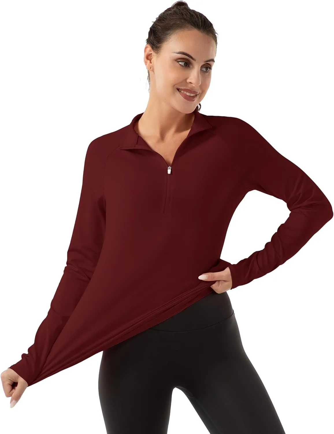 Women's Polo Shirts Long Sleeve UPF 50  Sun Protection Tennis Golf Workout Tops Sport Zipper V Neck