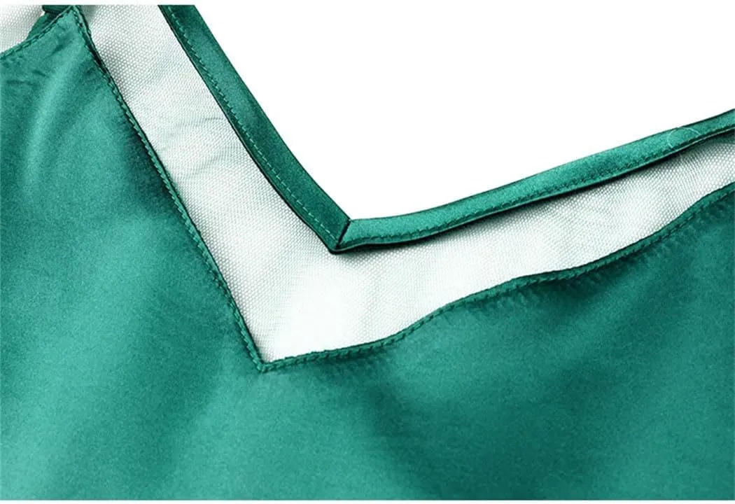 Women's Satin Top Cropped V-Neck Slim Silk Camisole Solid Color Backless Basic Female Sleeveless Tops