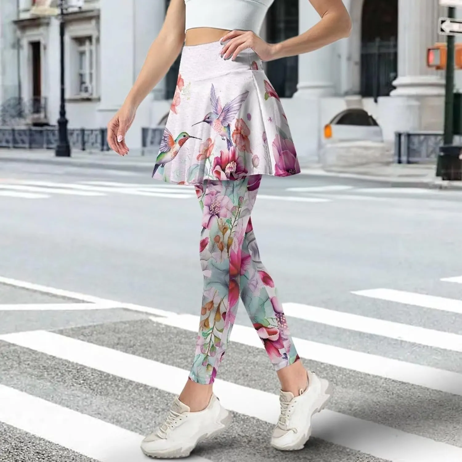 Women's Skirted Legging High Waisted Tennis Skirt Pants Set Pleated Skort Athletic Golf Clothes for XS-3XL