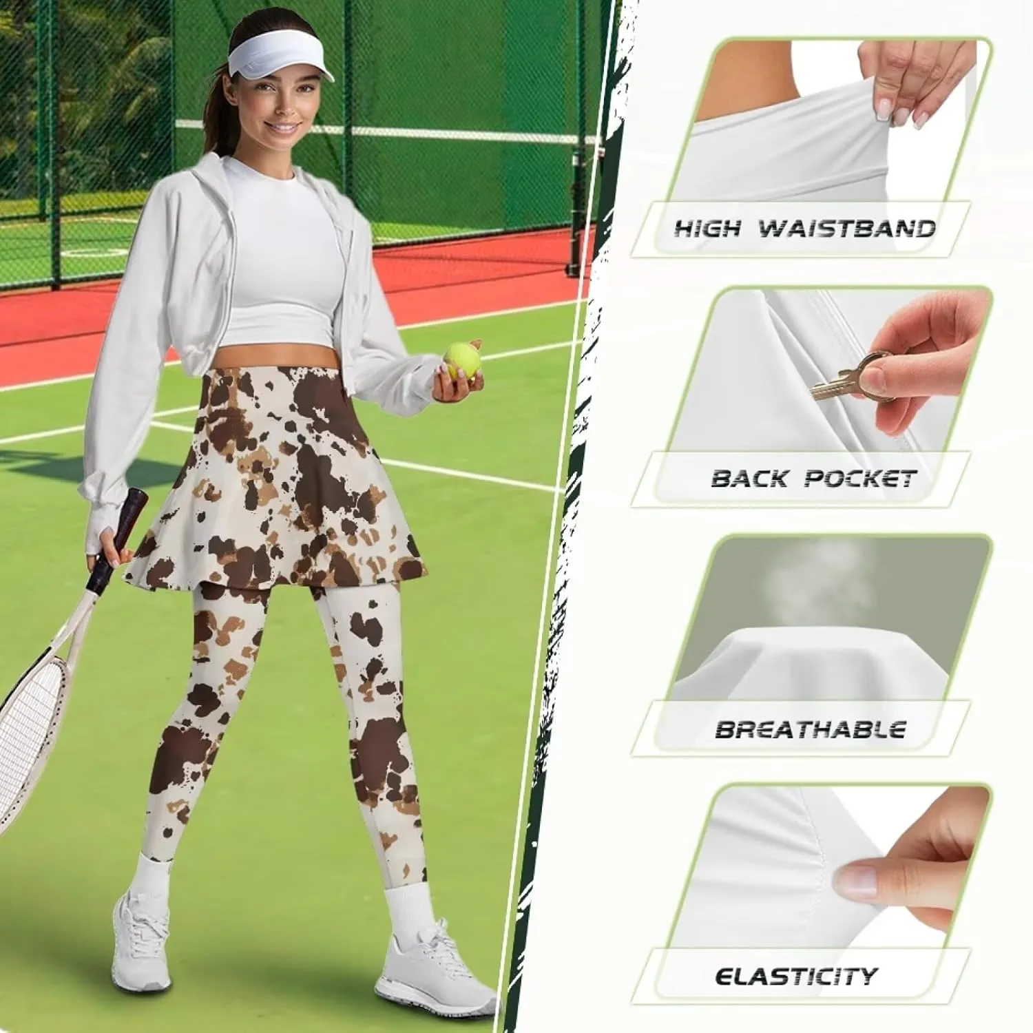 Women's Skirted Legging High Waisted Tennis Skirt Pants Set Pleated Skort Athletic Golf Clothes for XS-3XL