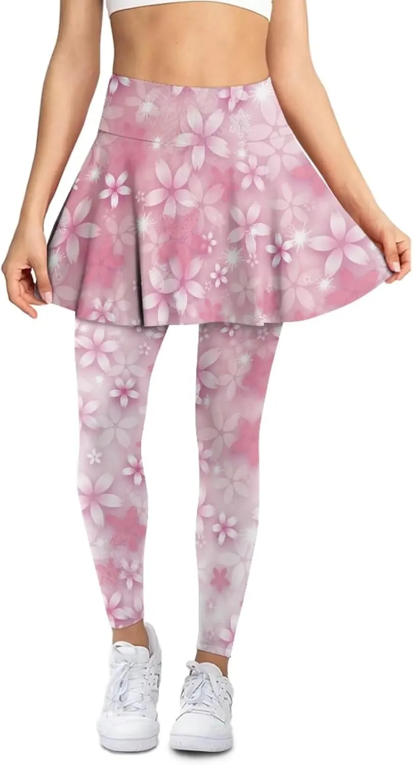 Women's Skirted Legging High Waisted Tennis Skirt Pants Set Pleated Skort Athletic Golf Clothes for XS-3XL