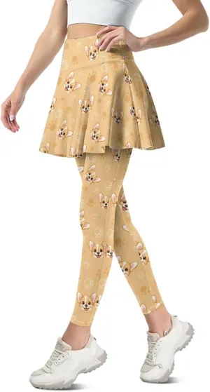 Women's Skirted Legging High Waisted Tennis Skirt Pants Set Pleated Skort Athletic Golf Clothes for XS-3XL