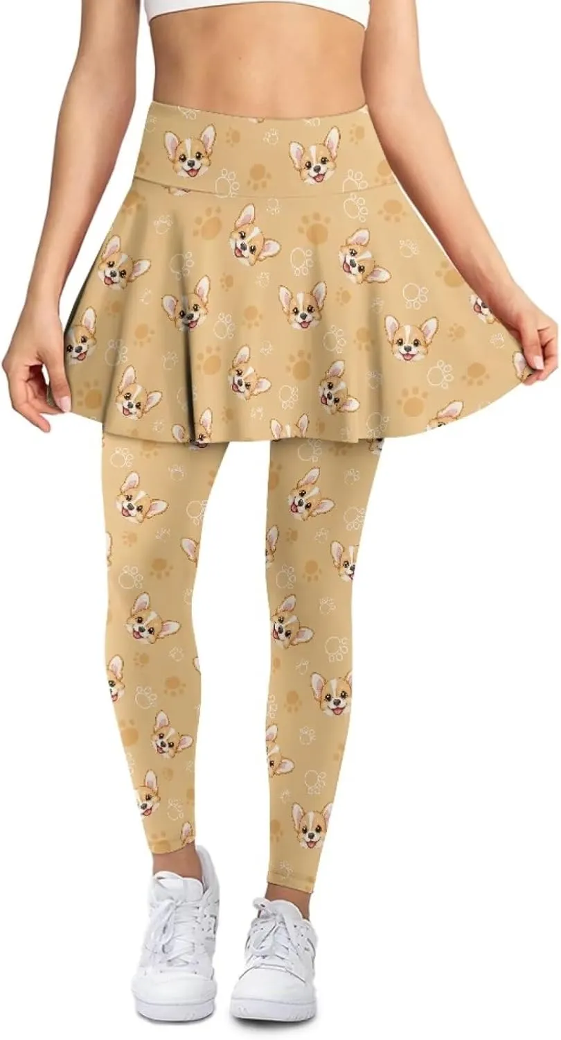 Women's Skirted Legging High Waisted Tennis Skirt Pants Set Pleated Skort Athletic Golf Clothes for XS-3XL
