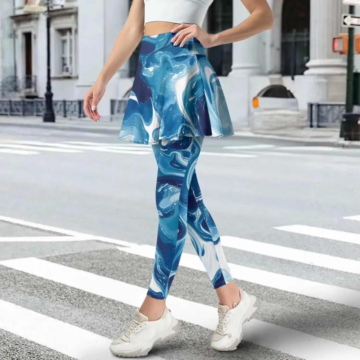 Women's Skirted Legging High Waisted Tennis Skirt Pants Set Pleated Skort Athletic Golf Clothes for XS-3XL