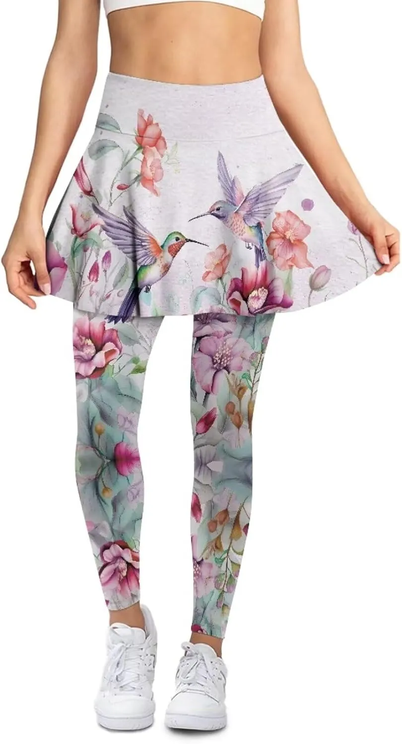 Women's Skirted Legging High Waisted Tennis Skirt Pants Set Pleated Skort Athletic Golf Clothes for XS-3XL