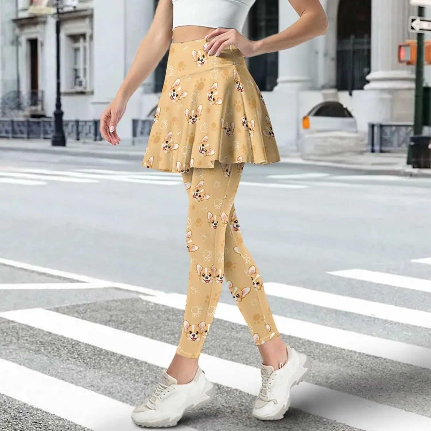 Women's Skirted Legging High Waisted Tennis Skirt Pants Set Pleated Skort Athletic Golf Clothes for XS-3XL