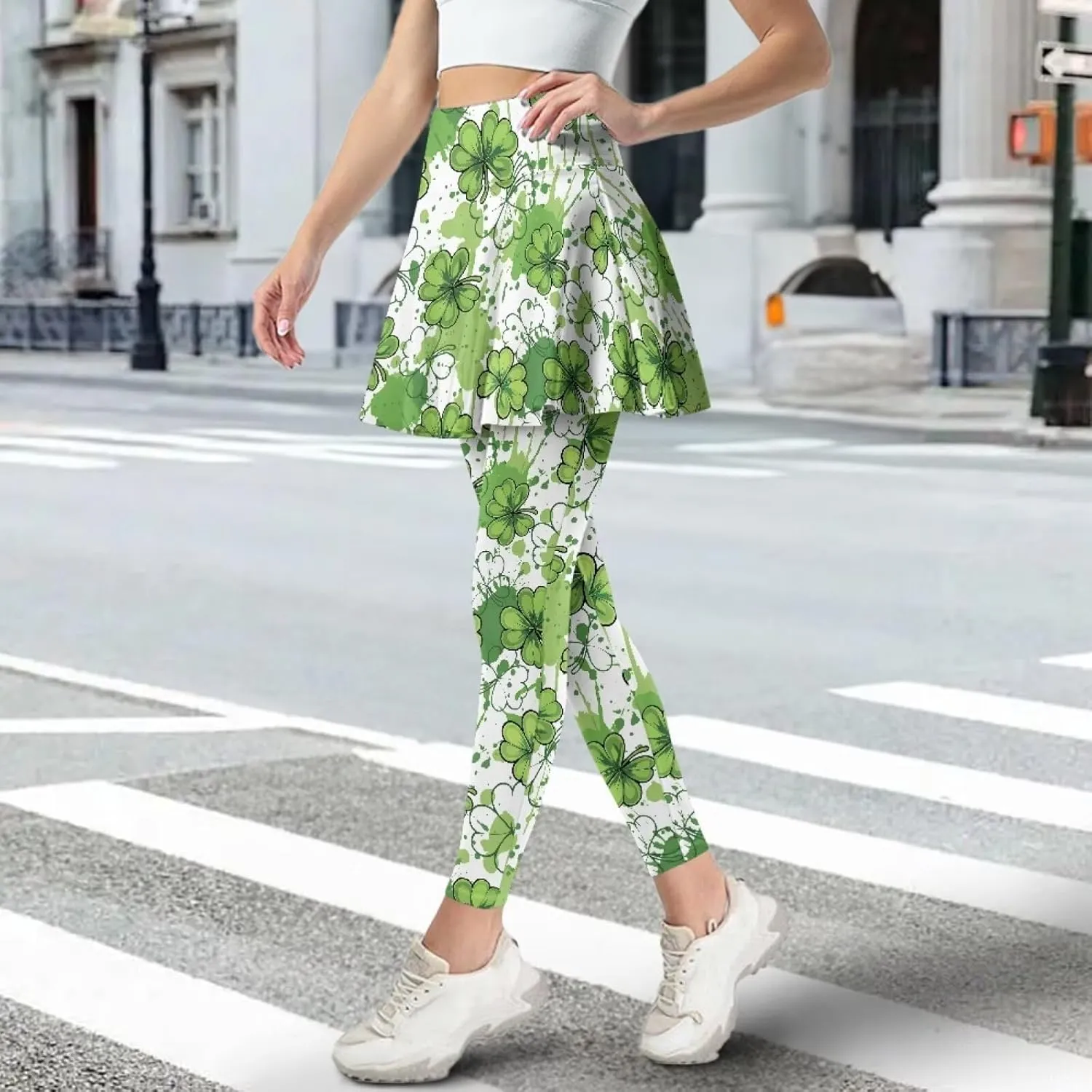 Women's Skirted Legging High Waisted Tennis Skirt Pants Set Pleated Skort Athletic Golf Clothes for XS-3XL