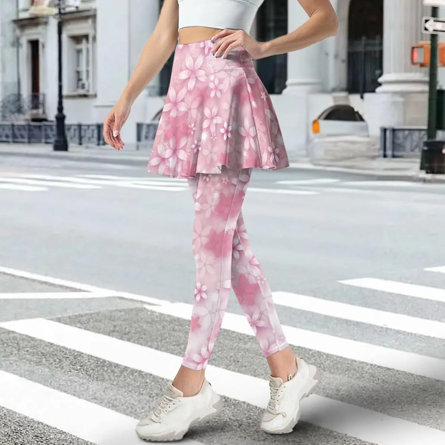 Women's Skirted Legging High Waisted Tennis Skirt Pants Set Pleated Skort Athletic Golf Clothes for XS-3XL