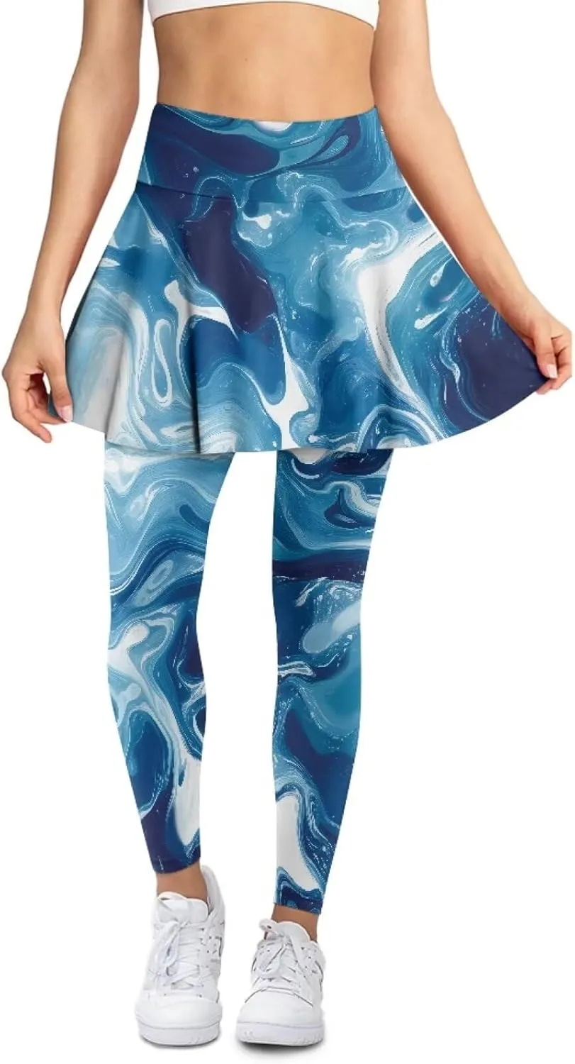 Women's Skirted Legging High Waisted Tennis Skirt Pants Set Pleated Skort Athletic Golf Clothes for XS-3XL