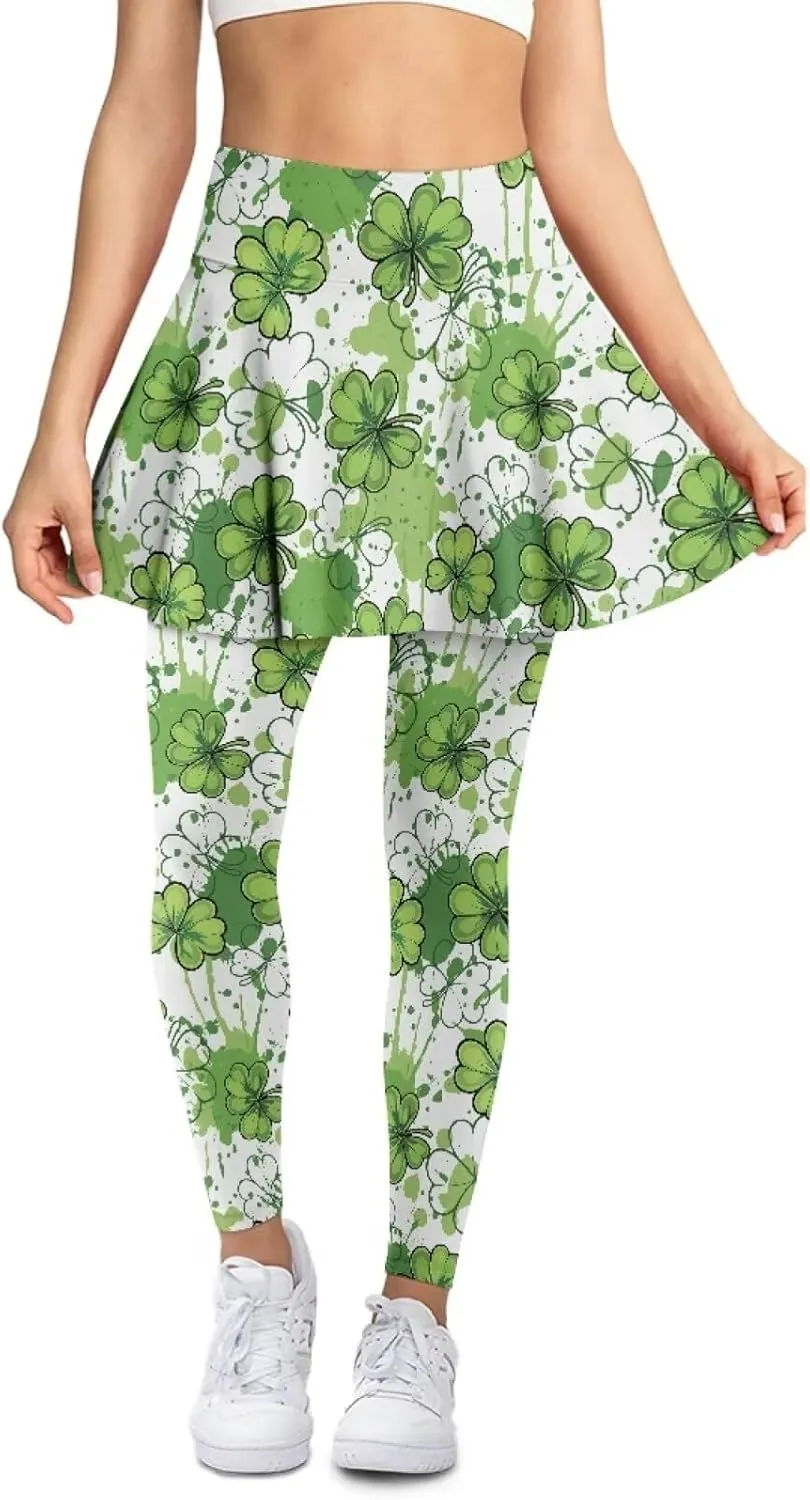 Women's Skirted Legging High Waisted Tennis Skirt Pants Set Pleated Skort Athletic Golf Clothes for XS-3XL