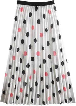 Womens Skirts A Print Floral Line Pleated Swing Waist Midi High Skirt Skirt Skirt Sports Shirts White