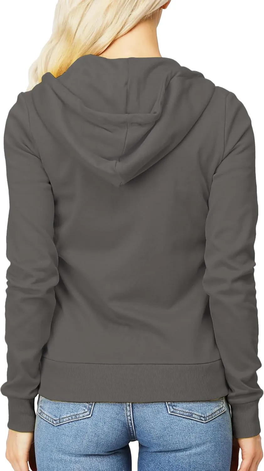 Women's Slim Fit Zip Up Hoodie Lightweight Long Sleeve Kangaroo Pocket Basic Casual wear