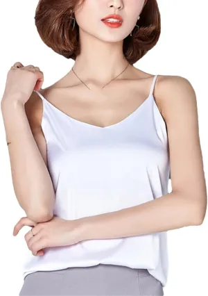 Women's Summer Satin Silk Tank Female Basic Spaghetti Strap Tops Sleeveless Camisoles