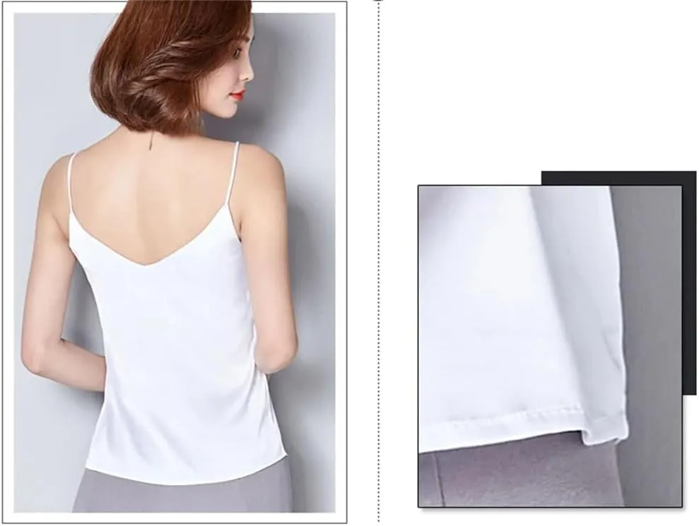 Women's Summer Satin Silk Tank Female Basic Spaghetti Strap Tops Sleeveless Camisoles