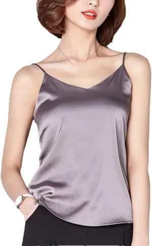 Women's Summer Satin Silk Tank Female Basic Spaghetti Strap Tops Sleeveless Camisoles