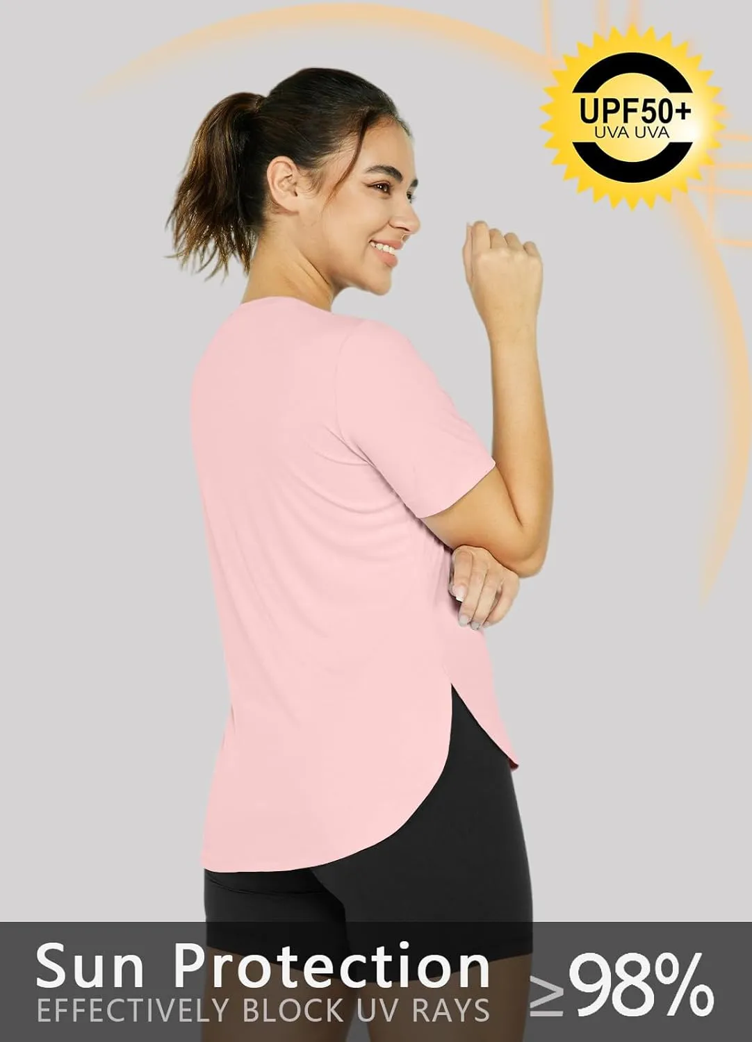 Women's Sun Protection Shirts UV SPF UPF 50  Short Sleeve Workout Tops Hiking Running Quick Dry