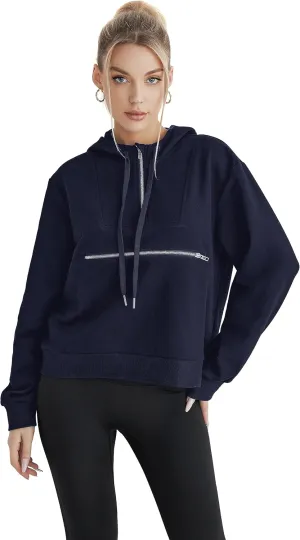 Women's Thin Tunic Hoodies Long Sleeve Zip Up Sweatshirts Pullover Blouse Tops