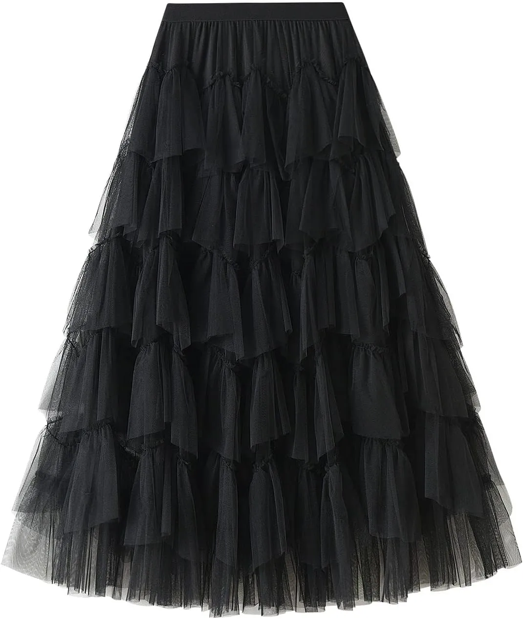 Women's Tutu Tulle Skirt Pleated Skirt Midi Velvet Holiday Elastic Waist Mesh Fall Elastic Tulle Skirt