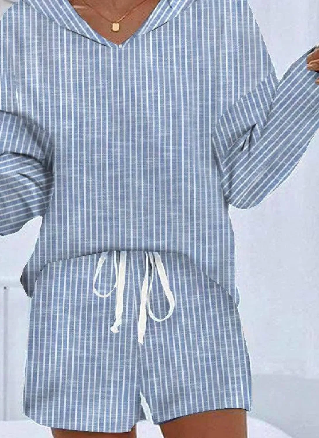 Women's Two Piece Set 2025 Spring Shorts with Long Sleeved Hoodie Top Set Travel Outfits Loungewear Pajama Set