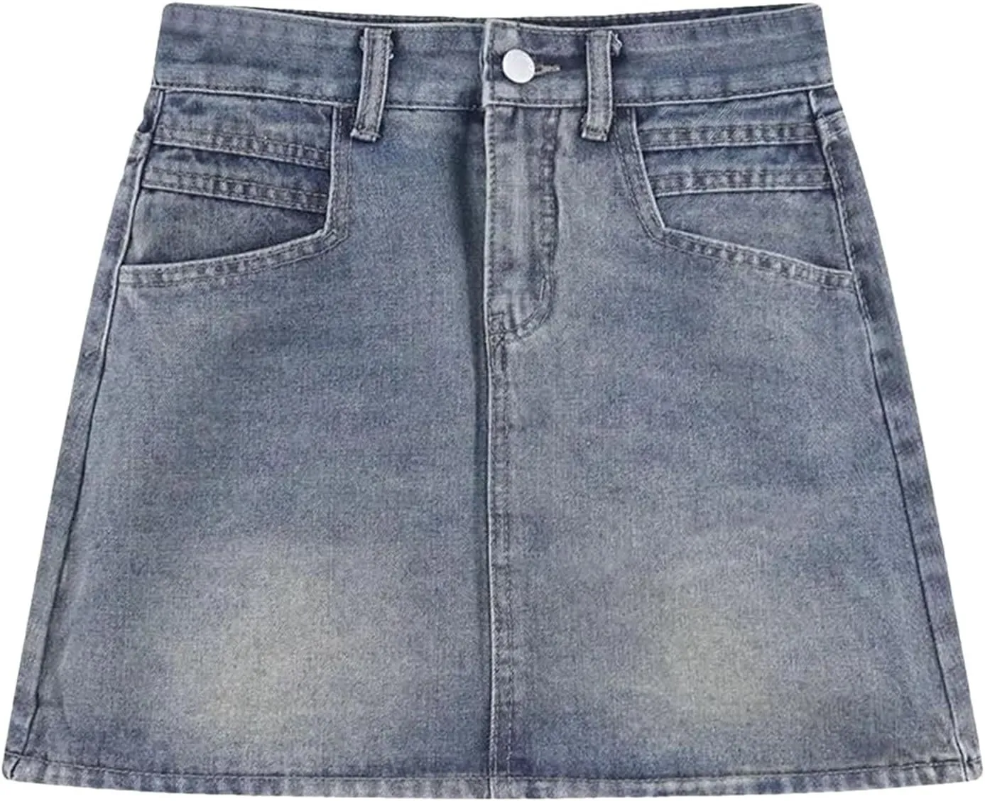 Womens Vintage A- Line Bodycon Jean Short Skirt Summer Korean High-Waisted Slim Denim Mini Skirt