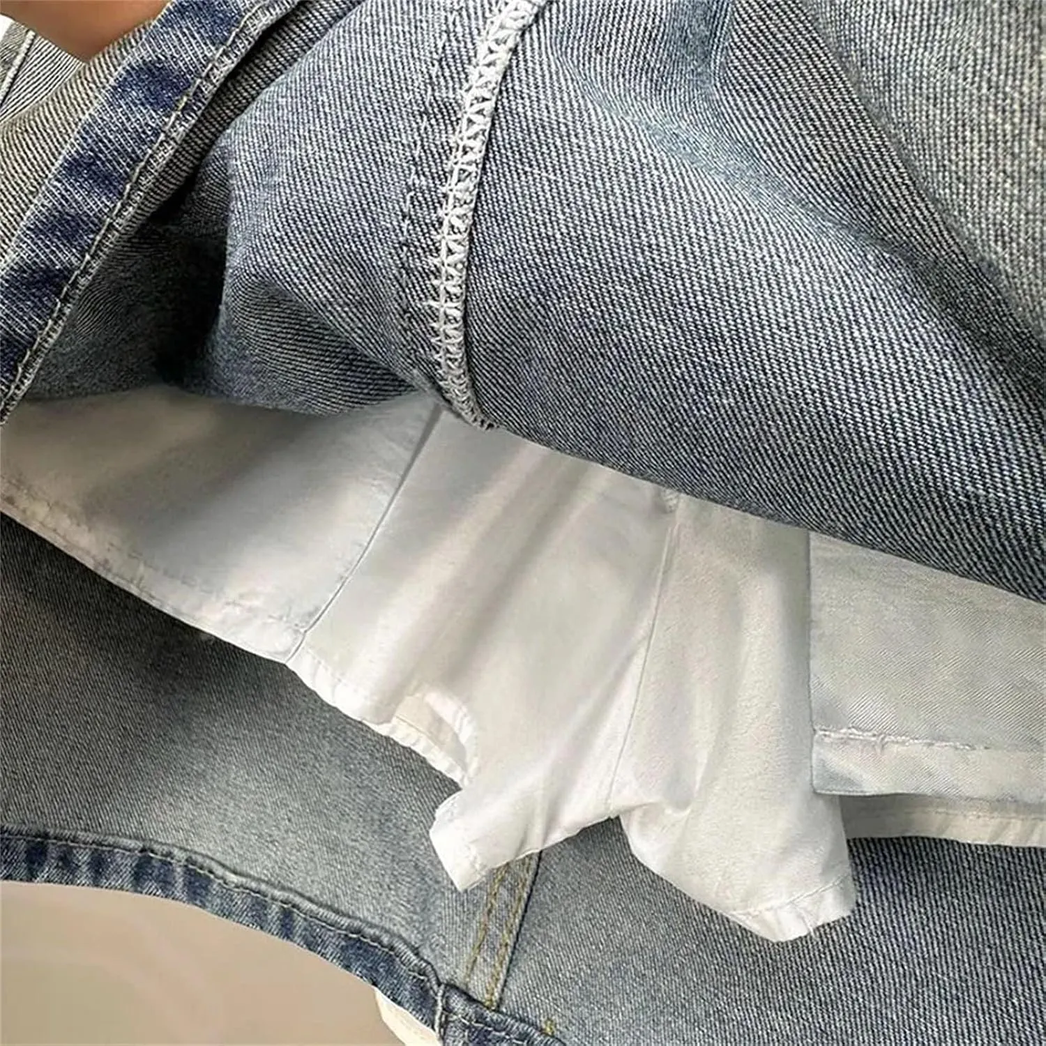 Womens Vintage A- Line Bodycon Jean Short Skirt Summer Korean High-Waisted Slim Denim Mini Skirt