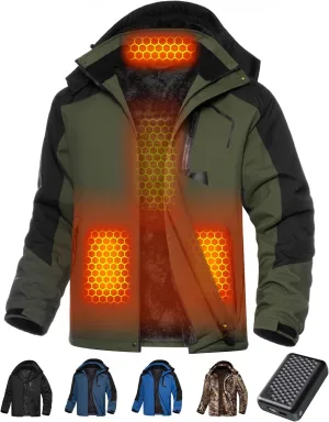 Wulcea Graphene Heated Jacket for Men Fur Lined with Large Capacity Battery Pack