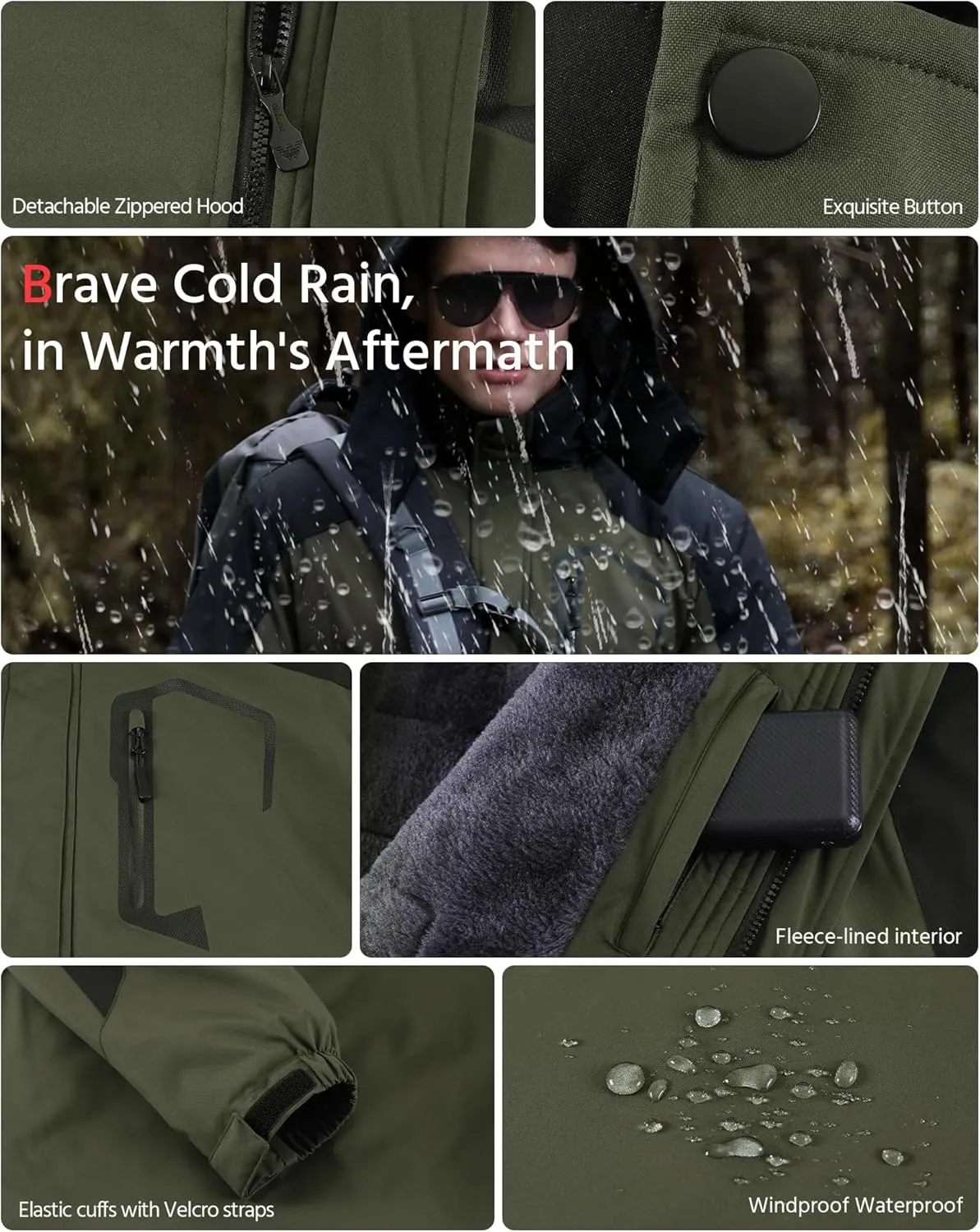 Wulcea Graphene Heated Jacket for Men Fur Lined with Large Capacity Battery Pack