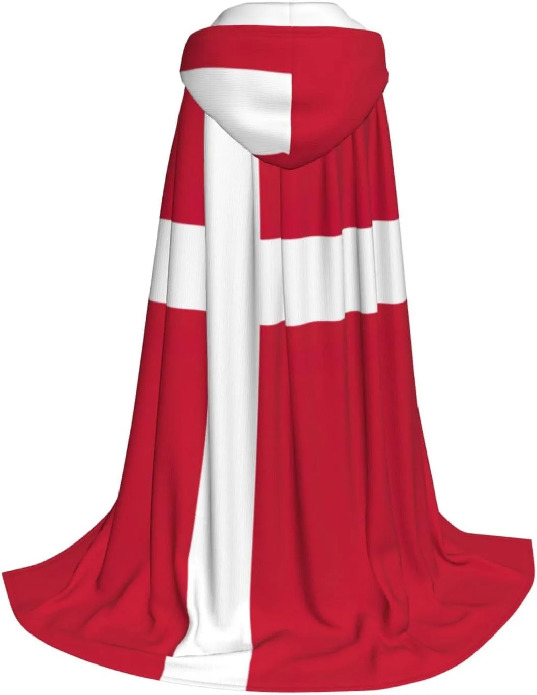WURTON Danish Flag Print Unisex Hooded Cape Style Cosplay Cloak Adult Hooded Cloak Gothic Cloak Witch Cloak