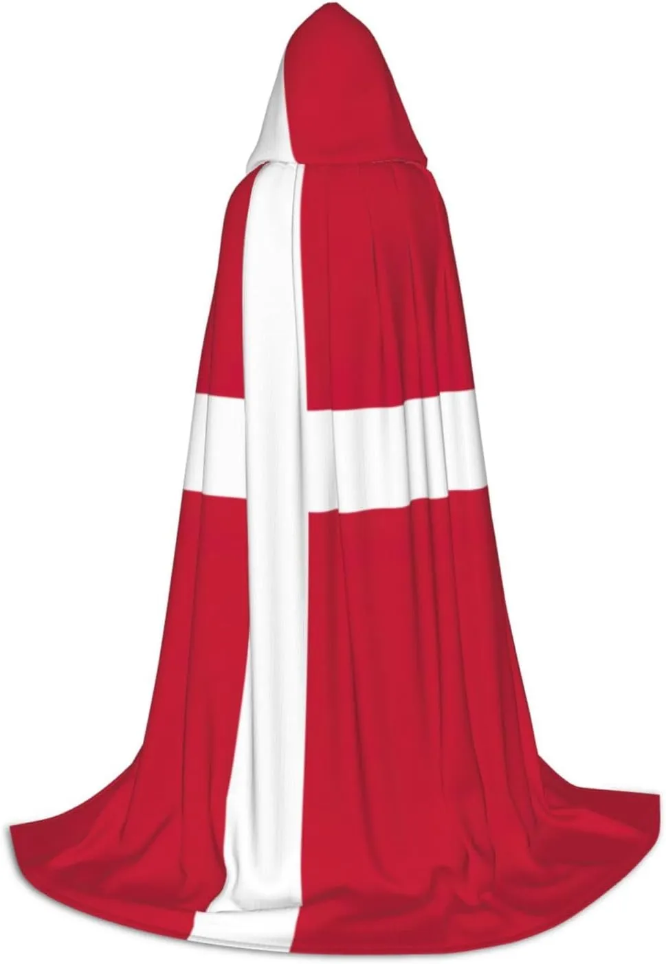 WURTON Danish Flag Print Unisex Hooded Cape Style Cosplay Cloak Adult Hooded Cloak Gothic Cloak Witch Cloak