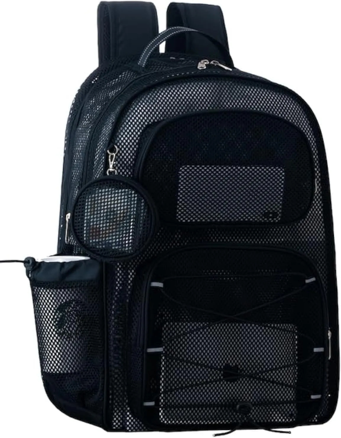 XXLarge Mesh Backpack for School 40L See Through Stylish Heavy Duty Backpack for Girls Boys Kids Adults Beach Travel Hiking Outdoor Sport(Black)