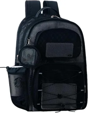 XXLarge Mesh Backpack for School 40L See Through Stylish Heavy Duty Backpack for Girls Boys Kids Adults Beach Travel Hiking Outdoor Sport(Black)