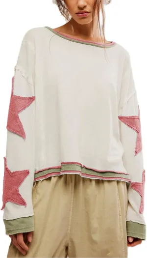 Y2k Oversized Sweatshirts Womens Long Sleeve Crewneck Cute Star Striped Graphic Hoodies Shirts Teens Girl Jacket