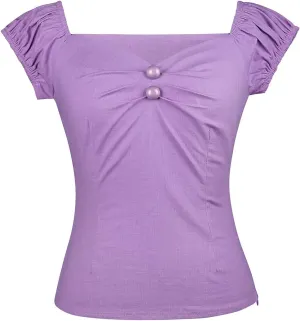 YARN & INK Women's Rockabilly Tops 1950s Pinup Shirt Casual Off Shoulder Vintage Blouse