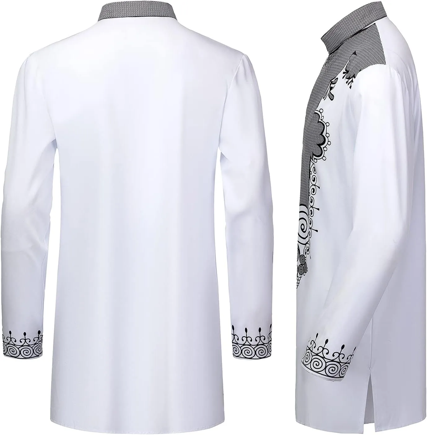 YND Mens 2 Piece Set African Dashiki Shirt and Pants, Outfit with Gold Print