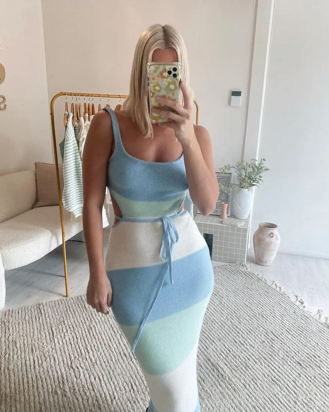 Yuemengxuan Women Sexy Backless Lace up Maxi Dress Elegant Spaghetti Strap Hollow Out Long Dress Party Streetwear
