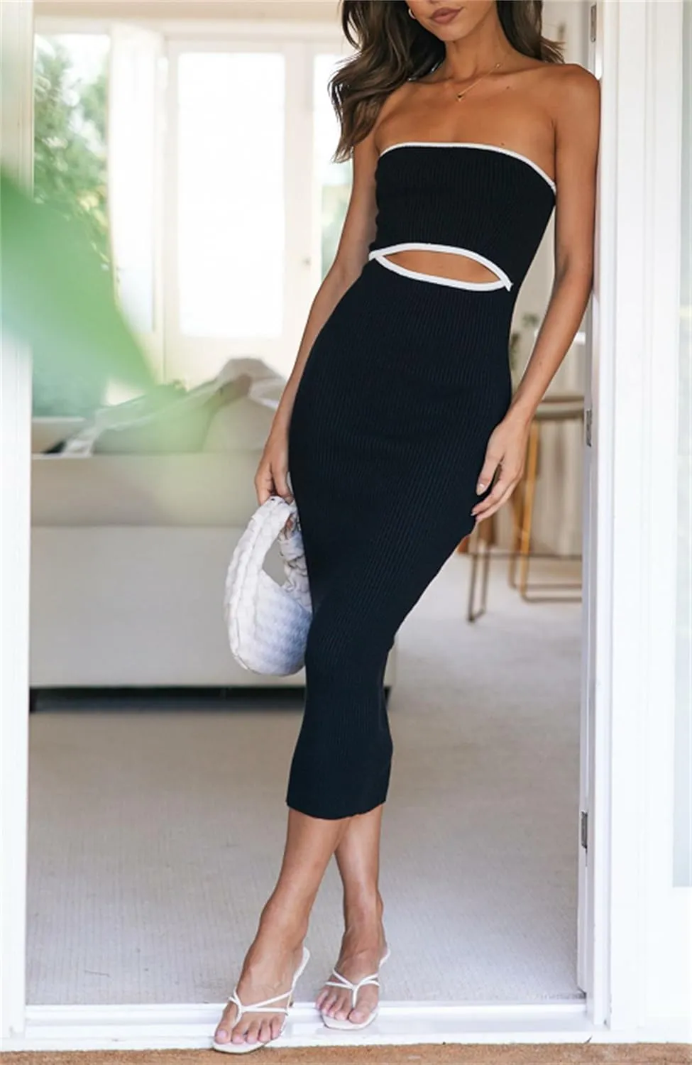 Yuemengxuan Women Sexy Backless Lace up Maxi Dress Elegant Spaghetti Strap Hollow Out Long Dress Party Streetwear