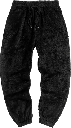 ZAFUL Mens Fluffy Teddy Beam Feet Plush Fuzzy Warm Pajama Pants Sleepwear Loungewear Trouser with Pockets