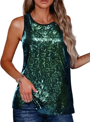 Zeagoo Women's Sleeveless Sparkle Shimmer Camisole Vest Glitter Sequin Tank Tops