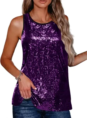 Zeagoo Women's Sleeveless Sparkle Shimmer Camisole Vest Glitter Sequin Tank Tops